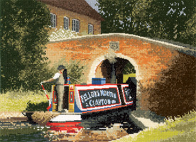 Under The Bridge - a cross stitch canal scene by John Clayton