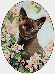 Cross stitch Burmese cat
