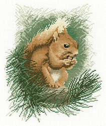 Red Squirrel cross stitch by John Stubbs