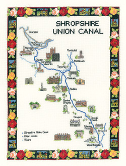 The Shropshire Union Canal in counted cross stitch