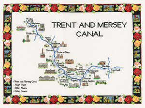 Cross stitch map of the Trent and Mersey canal