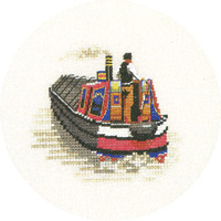 A traditional narrow boat in counted cross stitch