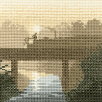 Canal Crossing - a silhouette canal scene in cross stitch