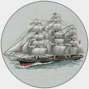 HMS Hermes Royal Navy Ship Crest Cross Stitch Design (6x8",15x20cm,kit/ chart)