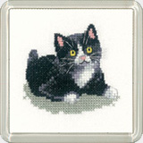Cross stitch black and white kitten