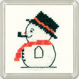 Cross stitch snowman coaster