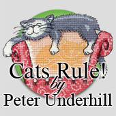 Cats Rule! A range of fun cross stitch kits by Peter Underhill