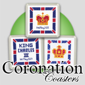 Cross stitch Coronation coasters
